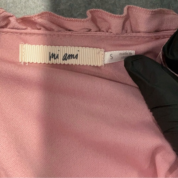 Francesca’s mi Ami Blush Pink Ruffle V-Neck Long Sleeve Mini Dress - Picture 8 of 9